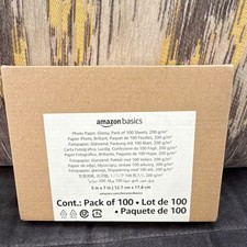 AmazonBasics Photo Paper Glossy 5 x 7 in 200 g/m  White Pack of 100