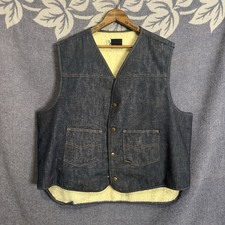Vintage Sears Roebucks Vest Mens XL Blue Denim Sherpa Western USA 70s 80s