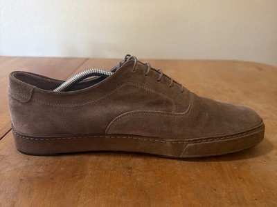 VINCE Sz 11.5-12 NORRIS SUEDE LEATHER LACE-UP PLAIN TOE SNEAKERS FLINT