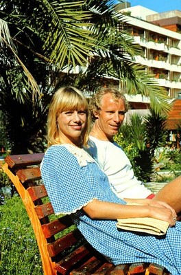 Berti Vogts with wife Monika Tenerife Spain vacation athletes - 1970s Old Photo