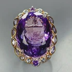 Handmade 34 ct+ Natural Amethyst Ring 925 Sterling Silver Size 7.5 /R482394