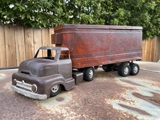 Vintage 1950s Dunwell Toy Truck Trailer Rat Rod Lowered Pressed Steel Tonka