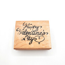 Happy Valentine's Day Cursive Wood Mount Rubber Stamp