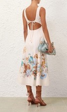 NEW W/TAGS ZIMMERMANN Linen Midi Dress Size 3 Aus 12-14 US 8-10 RRP $850