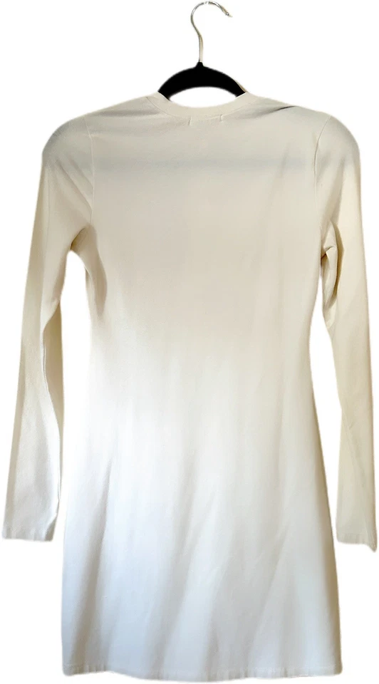 NWT $178 REFORMATION Long Sleeve Short Henley Shirt Dress In Ivory, Size S - Image 2 of 3