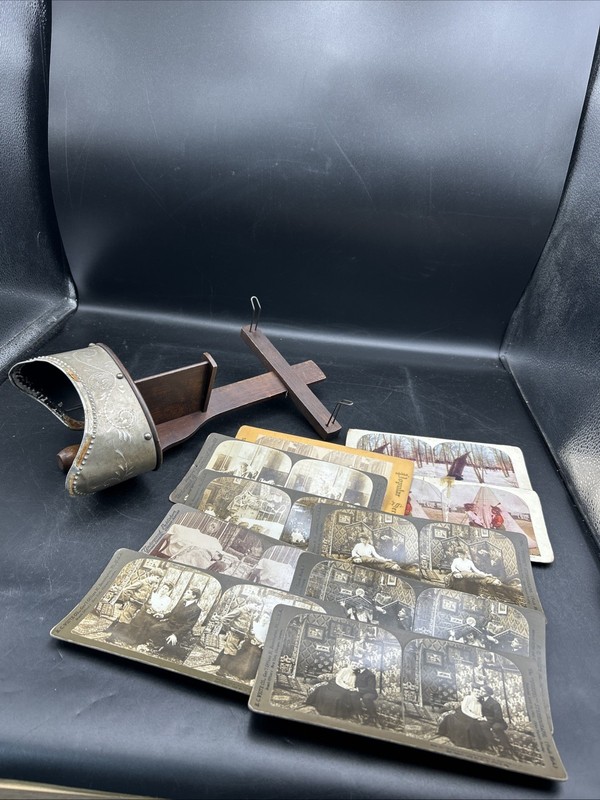 Antique Keystone View Co. Monarch Stereoscope Viewer 1904 w 10 Viewing Cards -EL