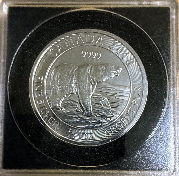1/2 Oz Silver Canadian Polar Bear UNC (2018) .9999 Silver, Tested For Purity!