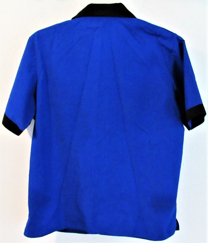 Happy Chef Cook Work Shirt Blue Black Unisex Size M Short Sleeve Free Shipping - Image 2 of 4
