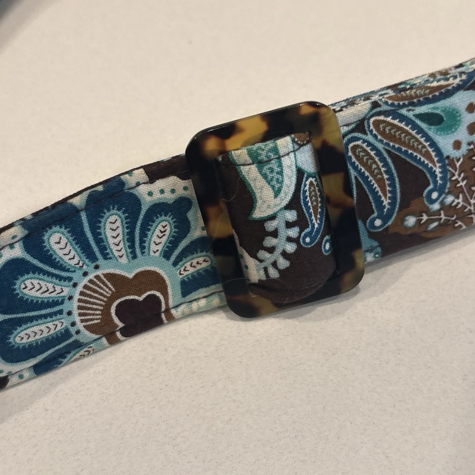 Vera Bradley 中号拉链棕色/绿松石佩斯利钱包可调节肩带 — 第 4/4 张图片