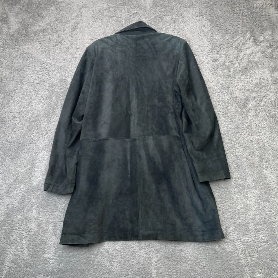 Chaqueta Bernardo de Colección para Mujer Abrigo de Cuero Verde Extra Grande Gamuza Pecho Único Foto 2 de 4