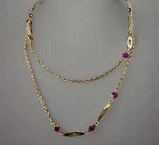 Vintage Park Lane Gold Tone Floating Bead Necklace Ruby Crystals Flapper Style