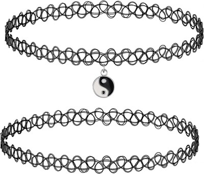 BodyJ4You 2PC Tattoo Choker Necklace - 90s Women - Yin Yang 