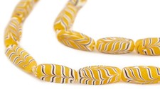 Yellow Java Glass Feather Beads 8mm Indonesia Oval Large Hole 23 Inch Strand