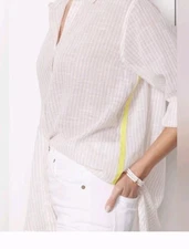 Sundry Evereve Women's Cotton Stripe‎ Shirt Button Up Size 3 lightweight Neutral