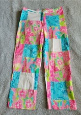 Lilly Pulitzer Vintage Womens Patchwork Cotton Capri Colorful Size 8 White Tag