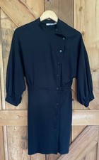 ASOS Women's Black Mock Neck Snap Button 100% Cotton Dress, SZ 8, Minimal, Indie