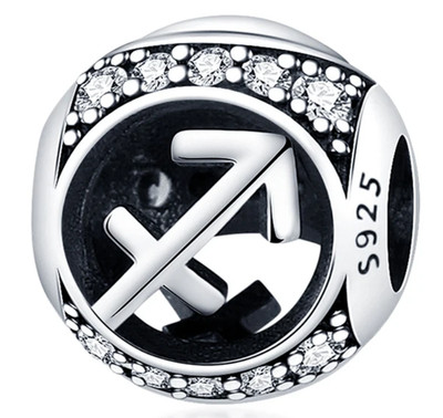 Sparkling Sagittarius Zodiac Charm Fit Bracelet Necklace, 925 Sterling Silver