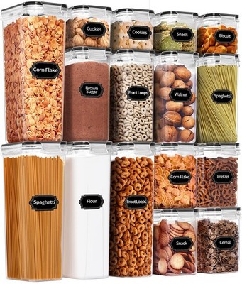 Airtight Food Storage Containers Set, 16 Pcs BPA Free Plastic Dry Food Canist...