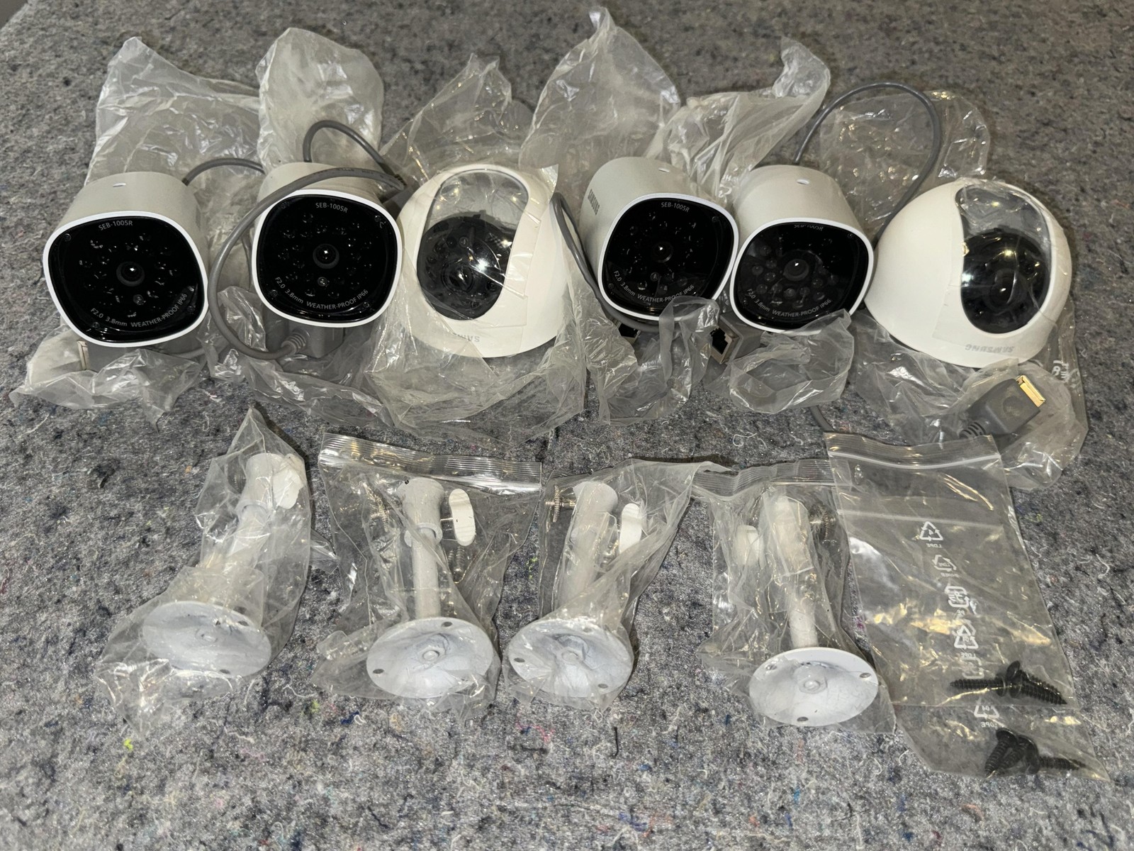 Samsung SmartCam SEB-1005R SED-1001R Wired CCTV IR Cameras Lot 6 White Outdoor