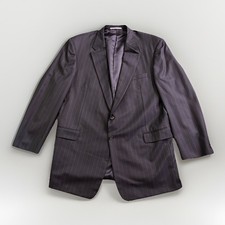 Loro Piana Hickey Freeman Wool Jacket Men 52L Blue Pinstripe Tasmanian Super 130