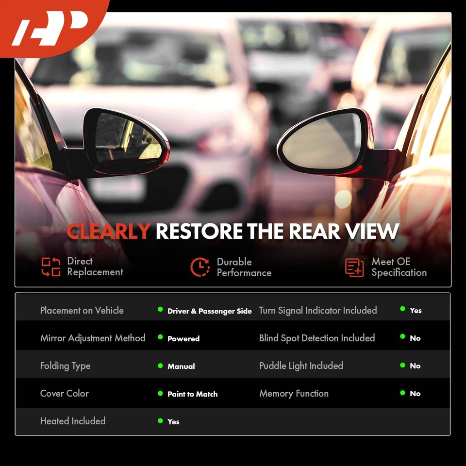 Espejo retrovisor térmico eléctrico cebado izquierdo y derecho A-Premium para Audi A3 Quattro 2011-2013 Foto 2 de 4