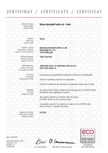 Dormabell Active air - Faser Kopfkissen Funktions Lagenkissen 40x80 - Bild 7 von 8