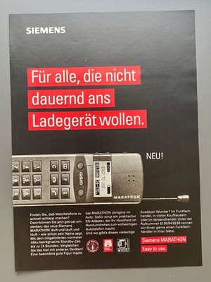 Siemens Marathon Mobiltelefon Handy 90s retro 1994 Vintage Ad Werbung Reklame V5