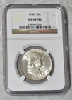 1950 P FRANKLIN HALF DOLLAR 90% SILVER NGC MS 63 FBL MS63FBL PHILADELPHIA MINT
