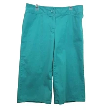 LIZ CLAIRBORNE AUDRA Capris Women's Size 14 Stretch Cotton Green Pockets