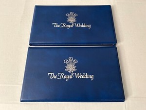 2 Folders The Royal Wedding Crown Coin First day Cover 1981 w/ Stamps Diana