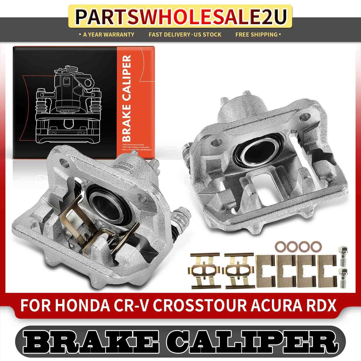 Rear Left & Right Brake Calipers w/ Bracket for Honda CR-V CRV