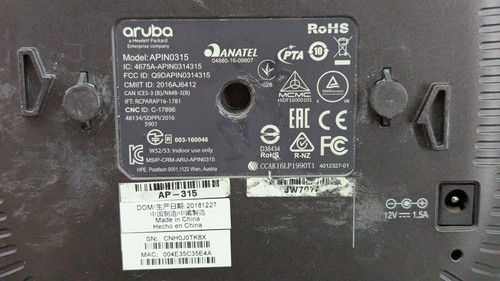 Aruba Access Point APIN0315 Dual Radio Wireless AP-315 JW797A HP HPE - Bild 13 von 13