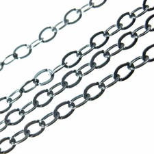 Oxidized Sterling Silver Chain-Unfinished Bulk Flat Cable Chain -3.5 by 3mm