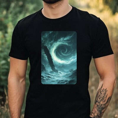 Herren T-Shirt Tornado auf Mondlandschaft Motiv Baumwolle Größe XS bis 5XL