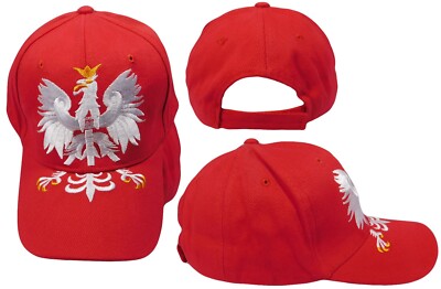 POLSKA POLAND LARGE EAGLE CAP HAT EMBROIDERED HOOK AND LOOP