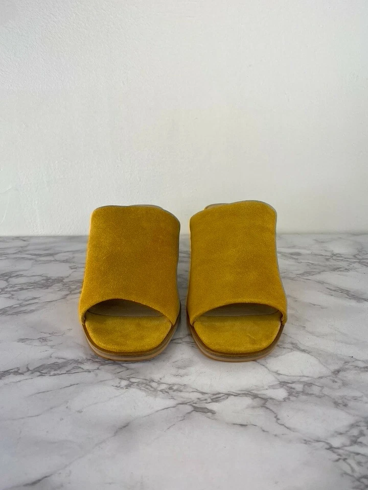 Lucky & Brand 女式金色黄色麂皮绒卢特纳高跟鞋凉鞋 9 码 — 第 2/4 张图片