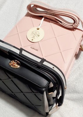 Matmazel ''THENA'' Shoulder Bag- Pink & Black- 24'' Shoulder Strap- 4 Compartments