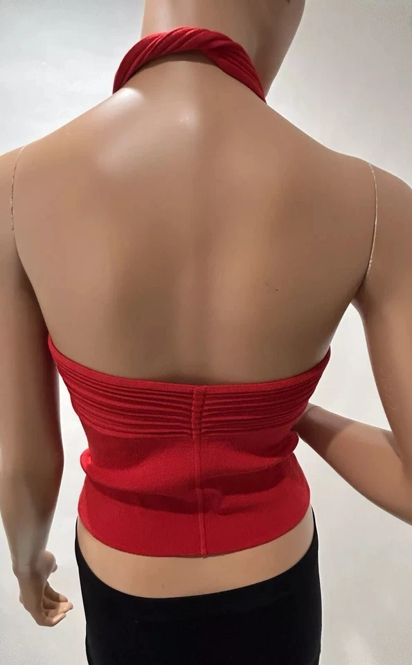 Mission Knit Top Halter Red Sleeveless Size Medium Slim - Image 4 of 4