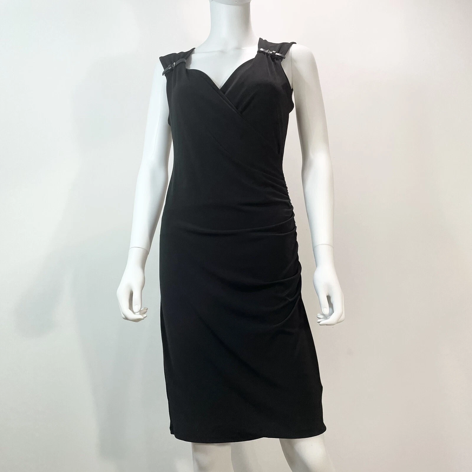 abito michael kors nero sexy aderente fibbia e increspature laterali taglia small