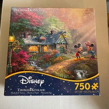 Disney Thomas Kinkade Mickey and Minnie Sweetheart Campfire Jigsaw Puzzle 750 Pc