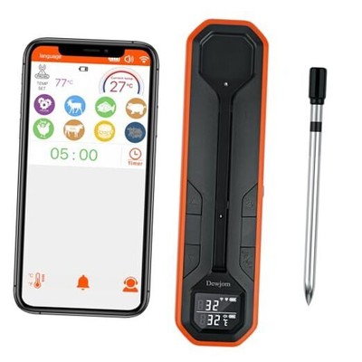 Wireless Meat Thermometer   Digital Cooking Thermometer with Wireless tangerine