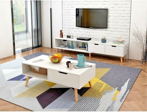 130 - 178 cm Adjustable TV Stand Entertainment Unit Cabinet and Coffee Table 