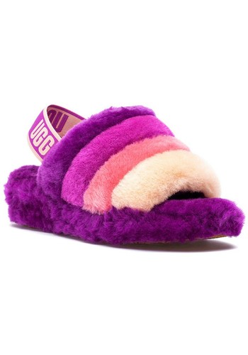 Women UGG Soft Fluff Yeah Slide Slippers Sandals 7 Striped Purple Fuchsia  Rose | eBay