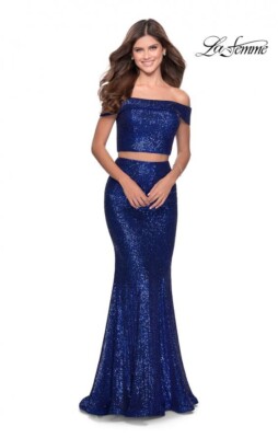 LA FEMME 28425 TWO PIECE PROM DRESS Evening Ball Gown Royal Blue Size 8 NWT  | eBay