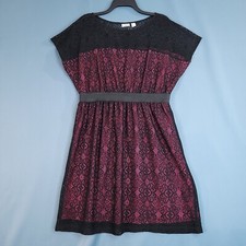 Cato Women's Knitted Lined Short Sleeve Dress Black Pink Size L