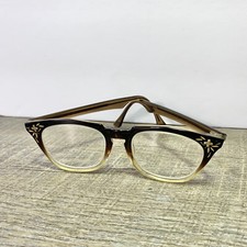 Vtg 1960s Womens 48-20 Bausch  Lomb B L Horn Rim Cat Eye Safety Glasses 5 1/2