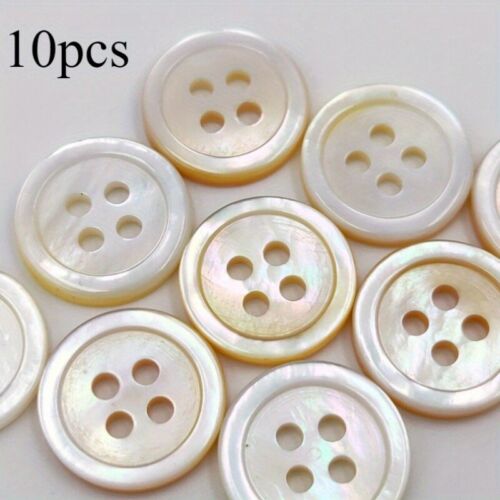 10pcs Natural Shell 4-hole Flat Button Garment DIY Shirt Sewing 1-1.25cm Craft - Picture 2 of 11