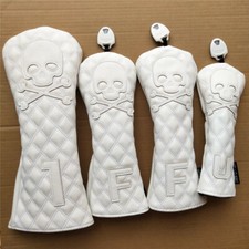 Premium White Skull Golf Wood Club Headcover Driver Fairway Wood Hybrid Cover