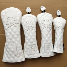 White Skull Golf Wood Club Headcover Premium Driver Fairway Wood Hybrid Cover