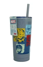 Zak Designs Marvel Avengers Iron Man Cap 19.5oz Tumbler W/ Straw New 2023 W/tag.